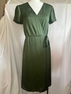 Banana Republic Olive Green Midi Wrap Dress size Small